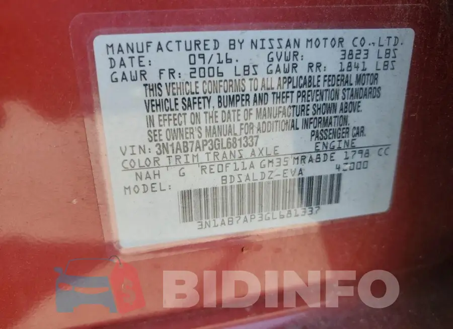 3N1AB7AP3GL681337 Photo# 12