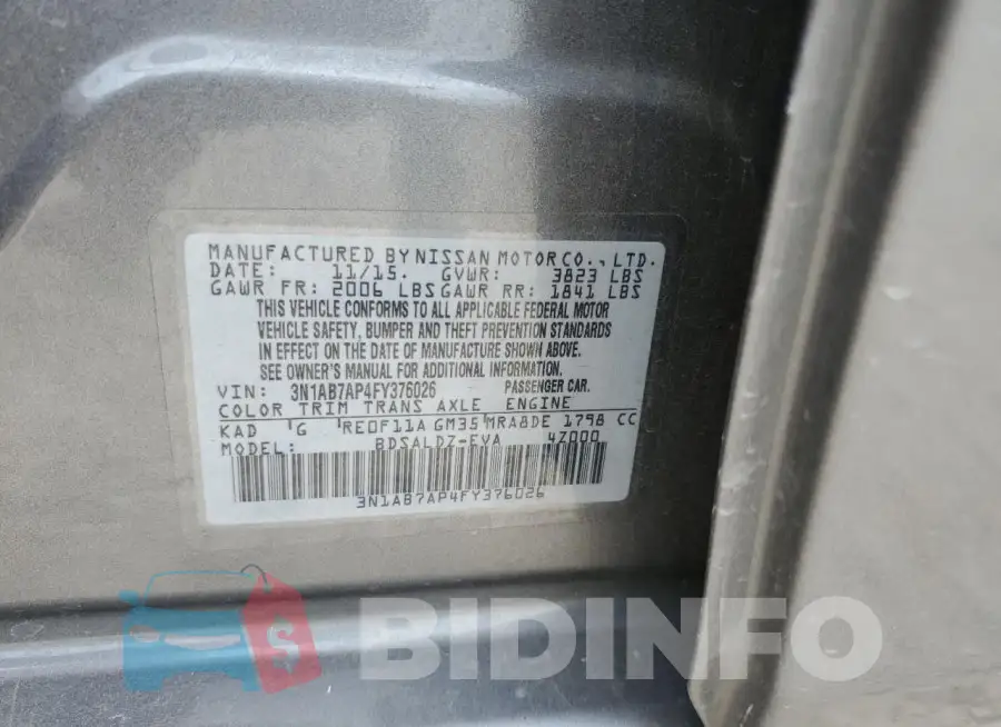 3N1AB7AP4FY376026 Photo# 12