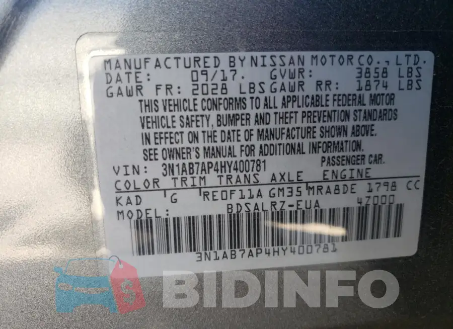 3N1AB7AP4HY400781 Photo# 12