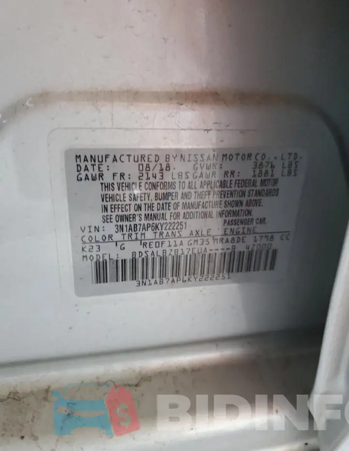 3N1AB7AP6KY222251 Photo# 12