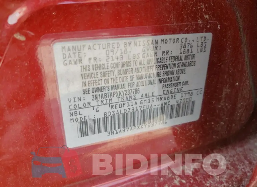 3N1AB7APXKY237786 Photo# 12