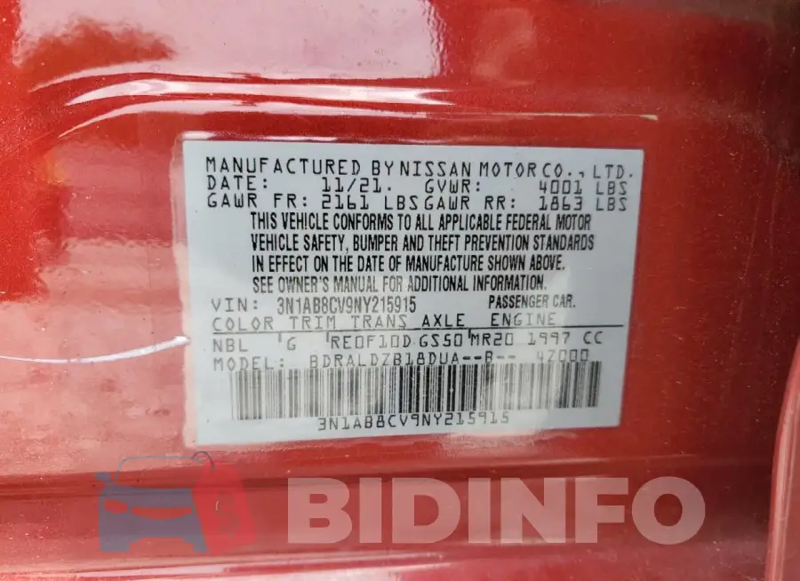 3N1AB8CV9NY215915 Photo# 12