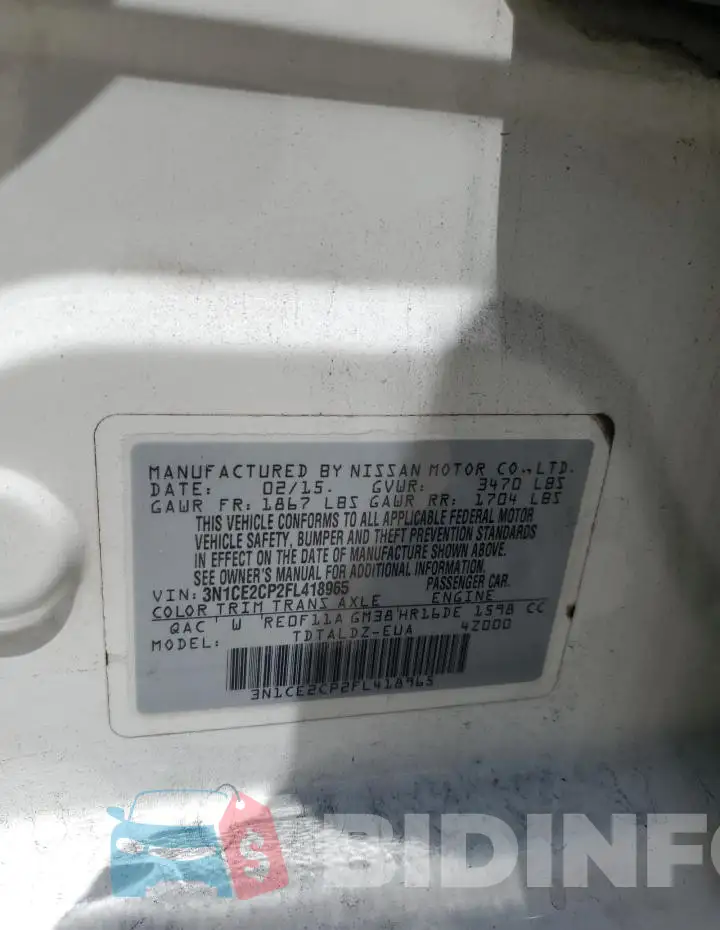 3N1CE2CP2FL418965 Photo# 12