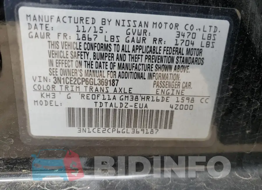 3N1CE2CP6GL369187 Photo# 12