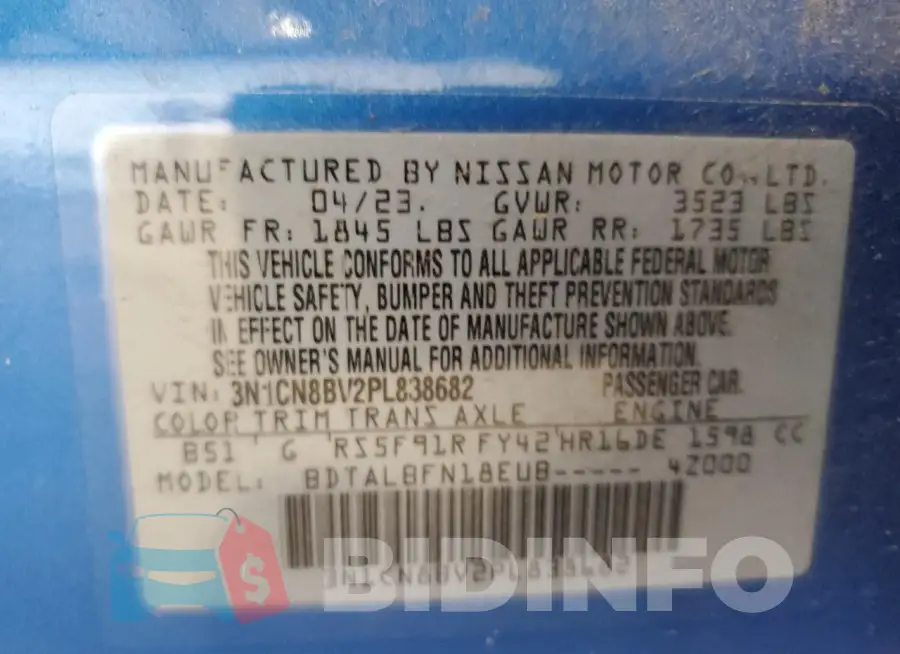 3N1CN8BV2PL838682 Photo# 12