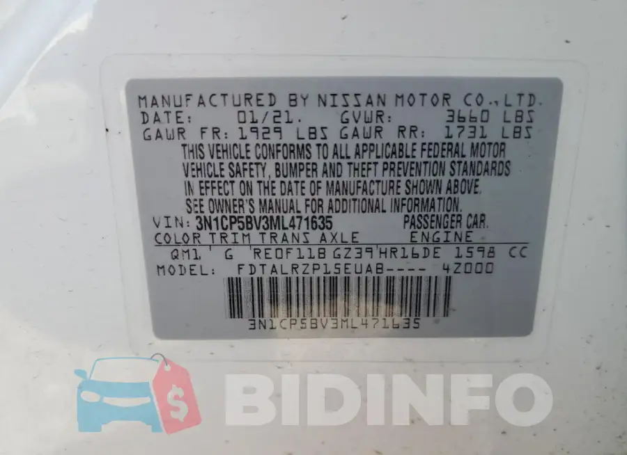 3N1CP5BV3ML471635 Photo# 12