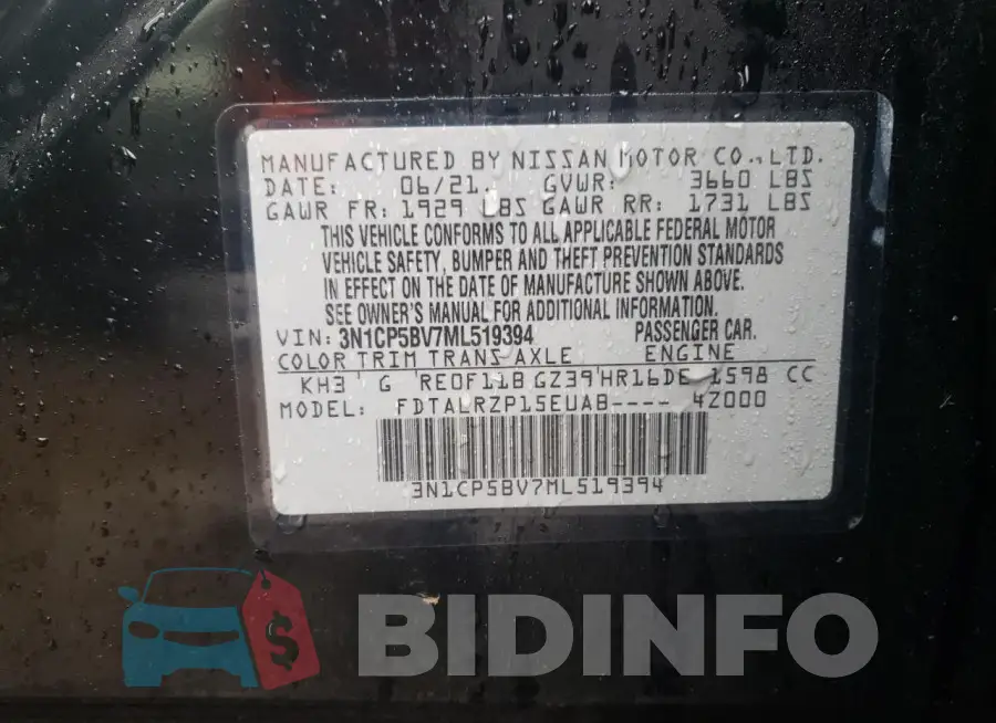 3N1CP5BV7ML519394 Photo# 13