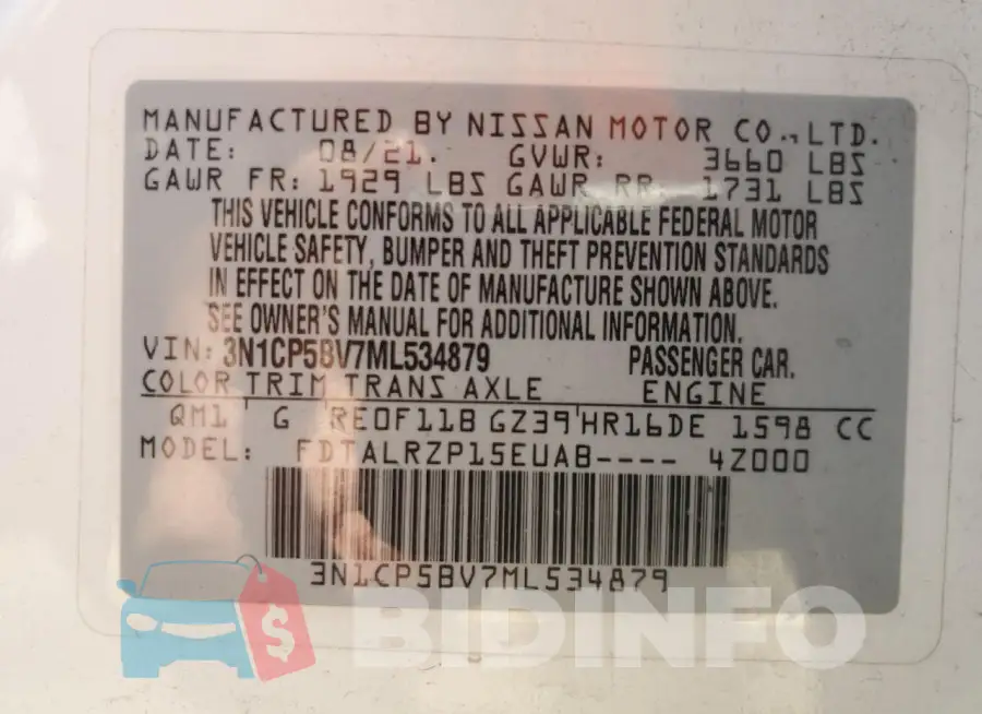 3N1CP5BV7ML534879 Photo# 14