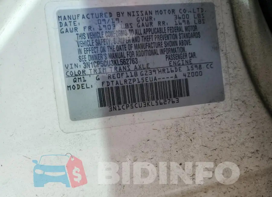 3N1CP5CU3KL562763 Photo# 13