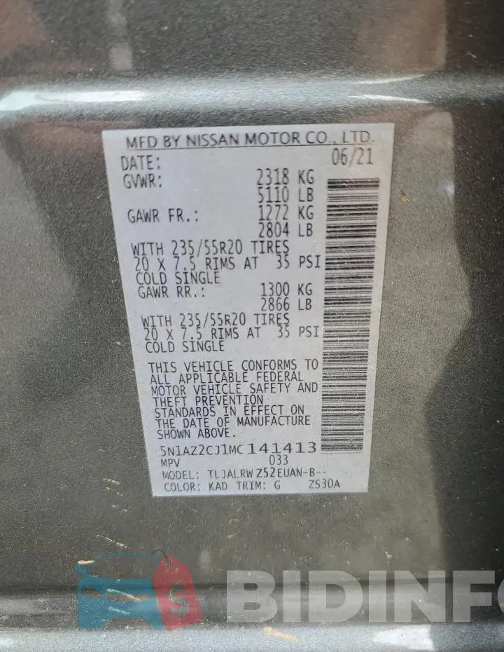 5N1AZ2CJ1MC141413 Photo# 14