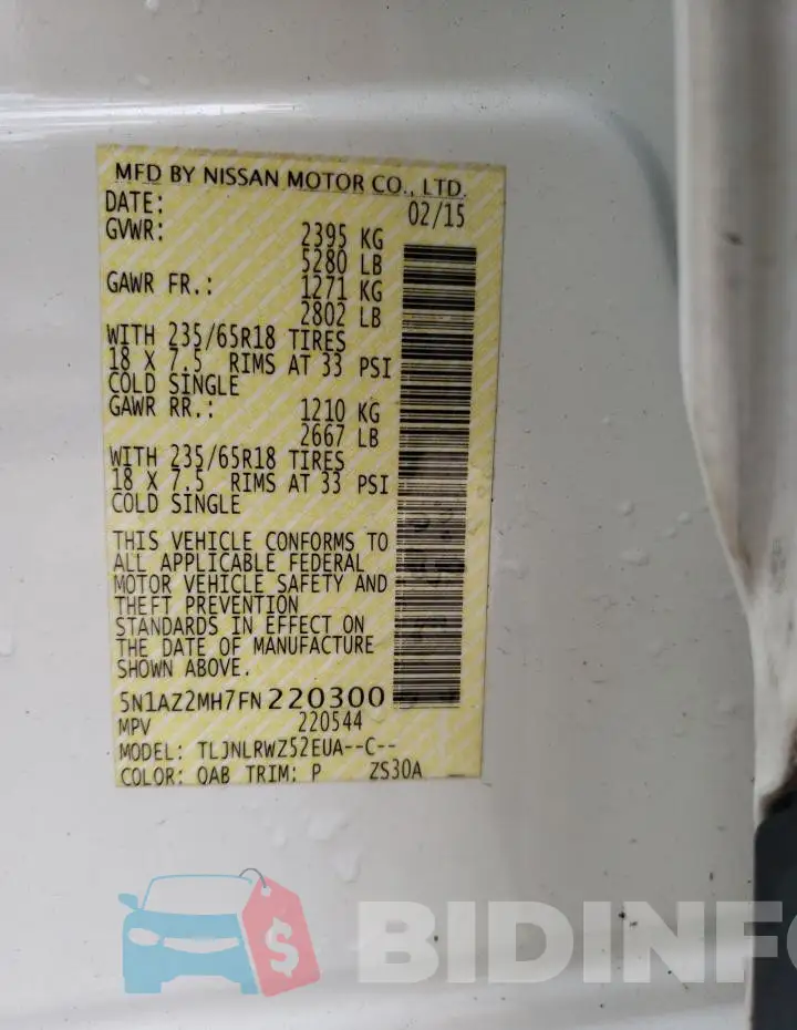 5N1AZ2MH7FN220300 Photo# 12