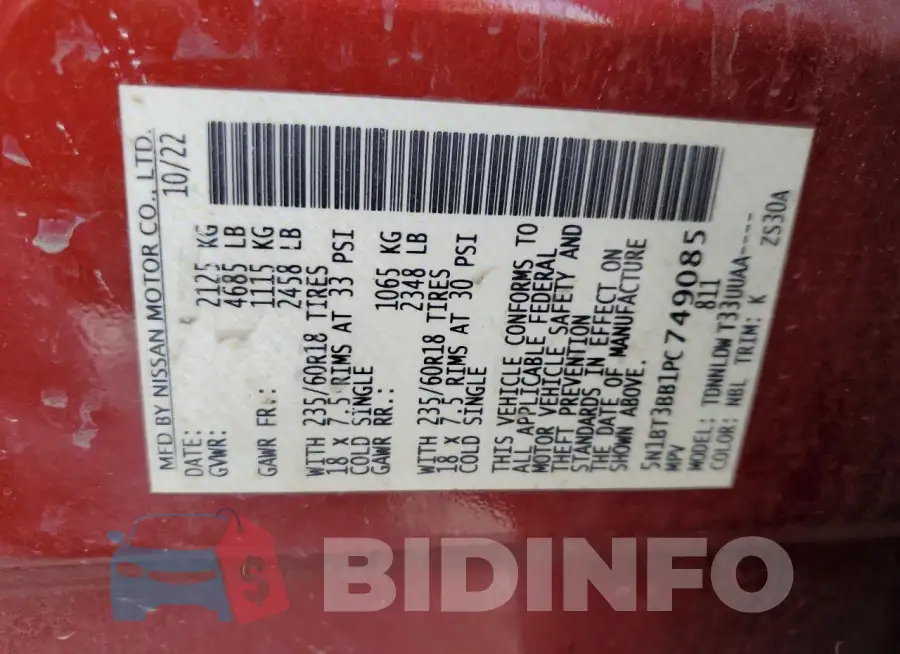5N1BT3BB1PC749085 Photo# 13