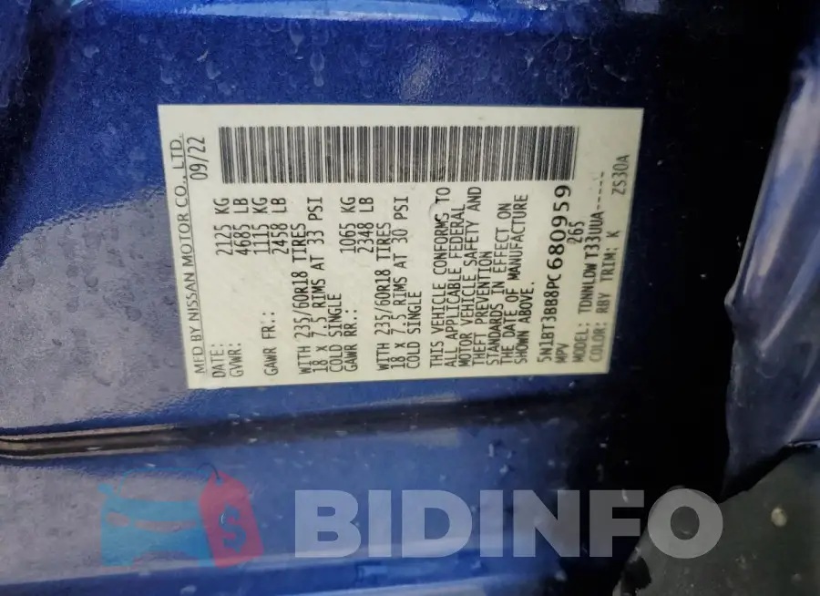 5N1BT3BB8PC680959 Photo# 13