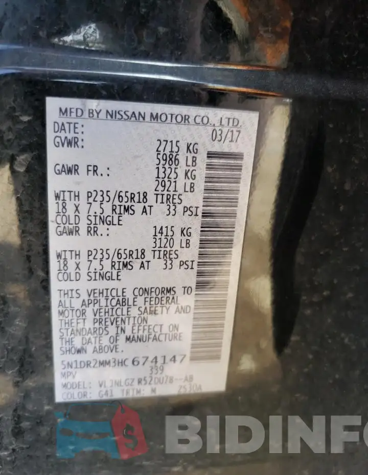 5N1DR2MM3HC674147 Photo# 13