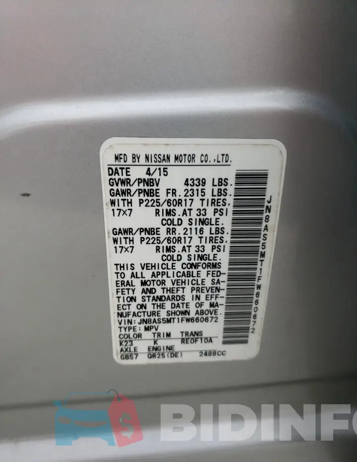 JN8AS5MT1FW660672 Photo# 13