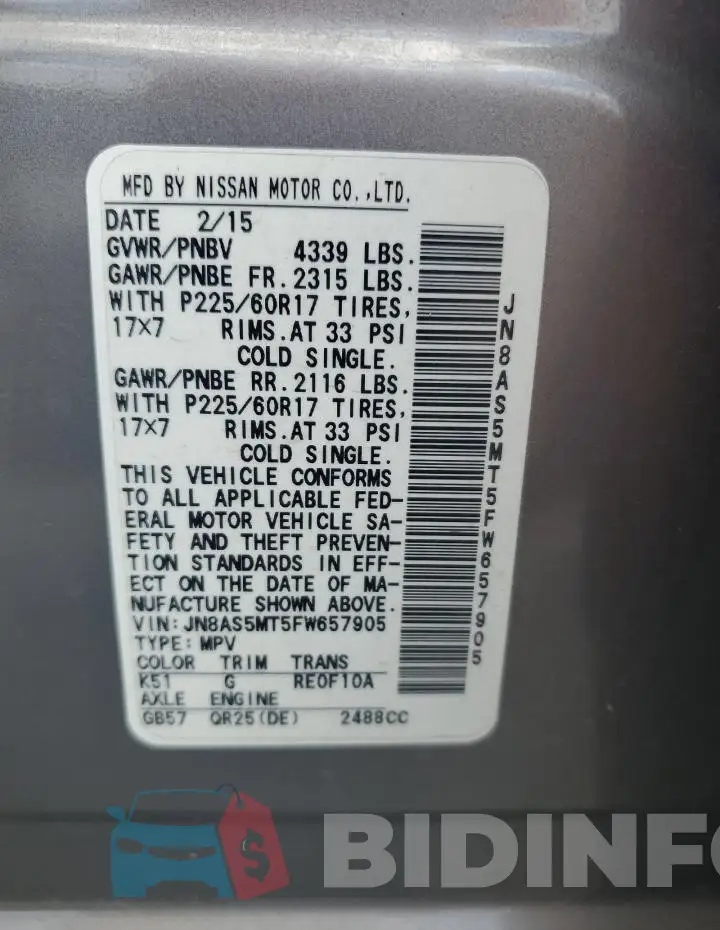 JN8AS5MT5FW657905 Photo# 12