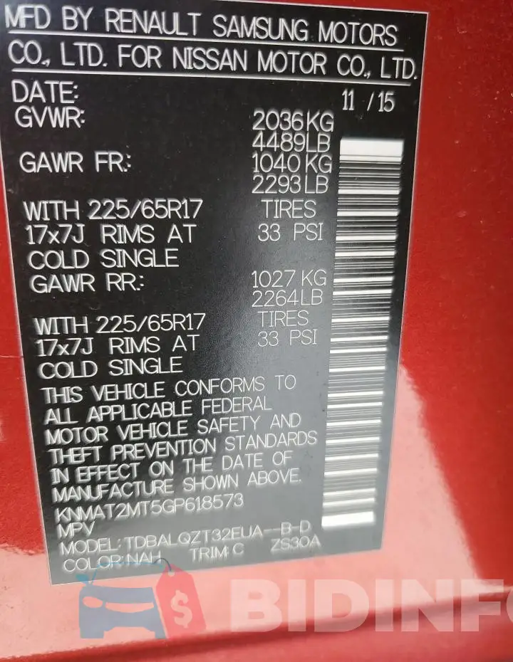 KNMAT2MT5GP618573 Photo# 13