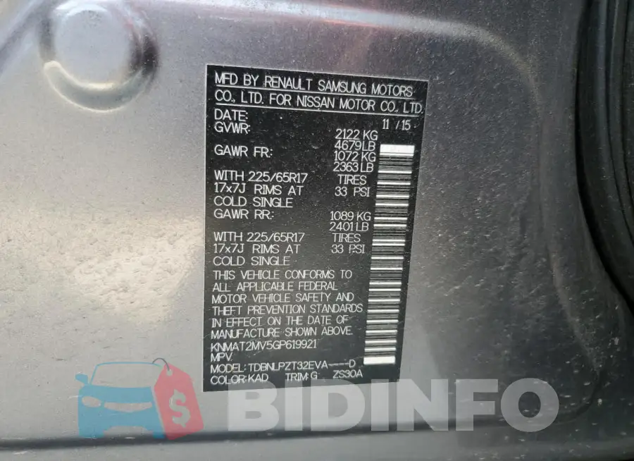 KNMAT2MV5GP619921 Photo# 13