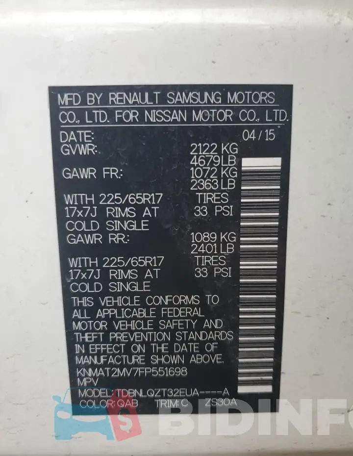 KNMAT2MV7FP551698 Photo# 13