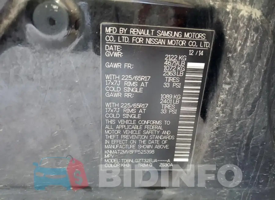KNMAT2MV8FP525398 Photo# 13