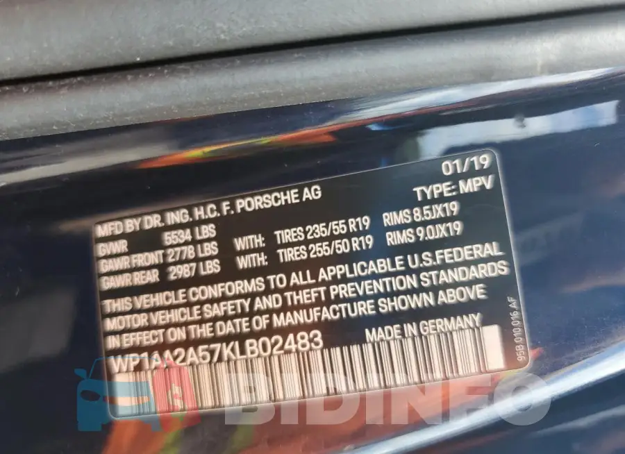 WP1AA2A57KLB02483 Photo# 13