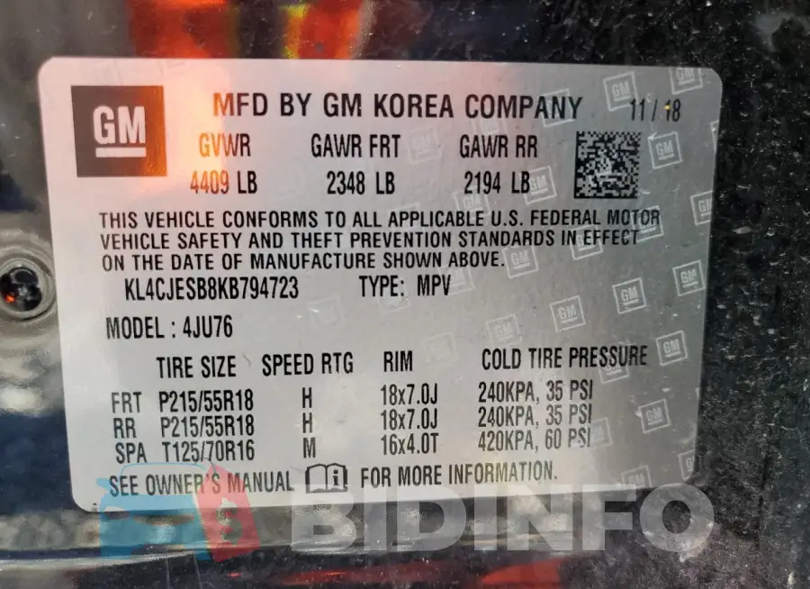 KL4CJESB8KB794723 Photo# 12