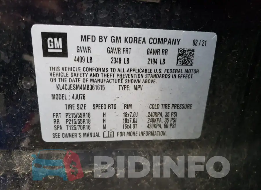 KL4CJESM4MB361615 Photo# 13