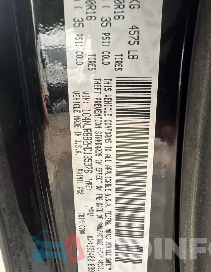 1C4NJRBB2HD135376 Photo# 10