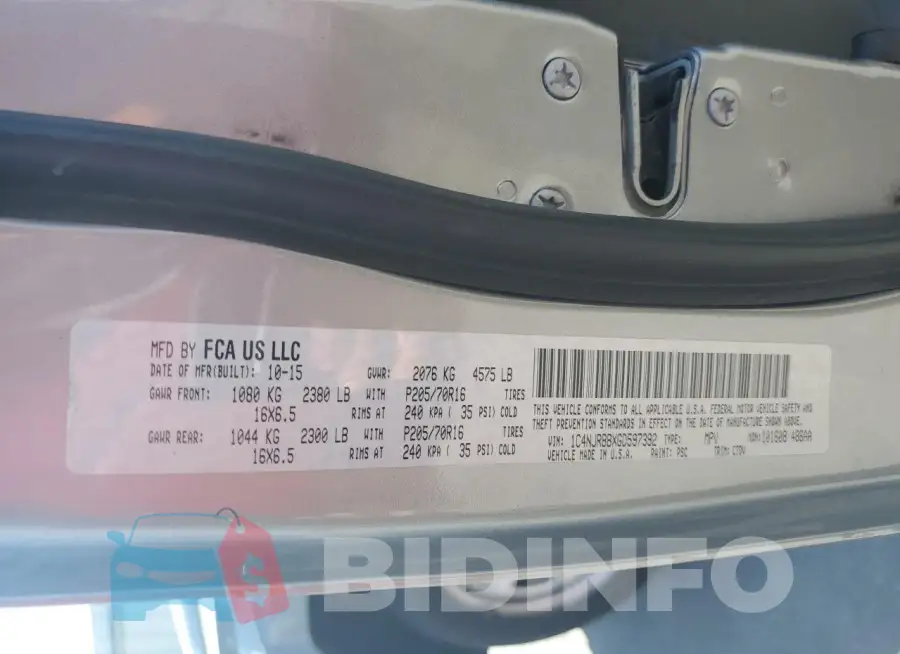 1C4NJRBBXGD597392 Photo# 13