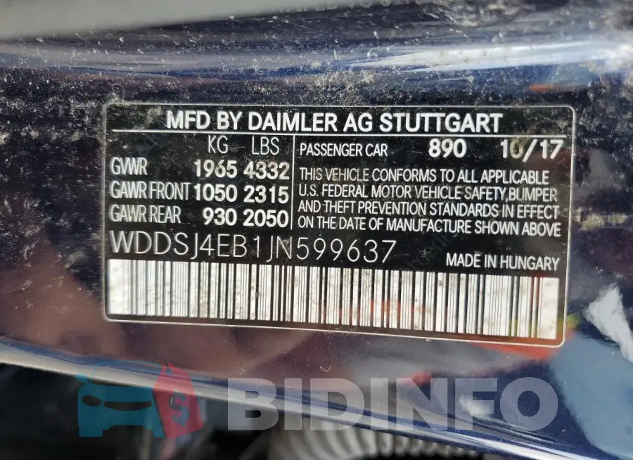 WDDSJ4EB1JN599637 Photo# 12