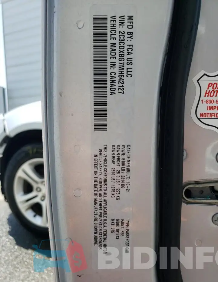 2C3CDXBG7MH642127 Photo# 13