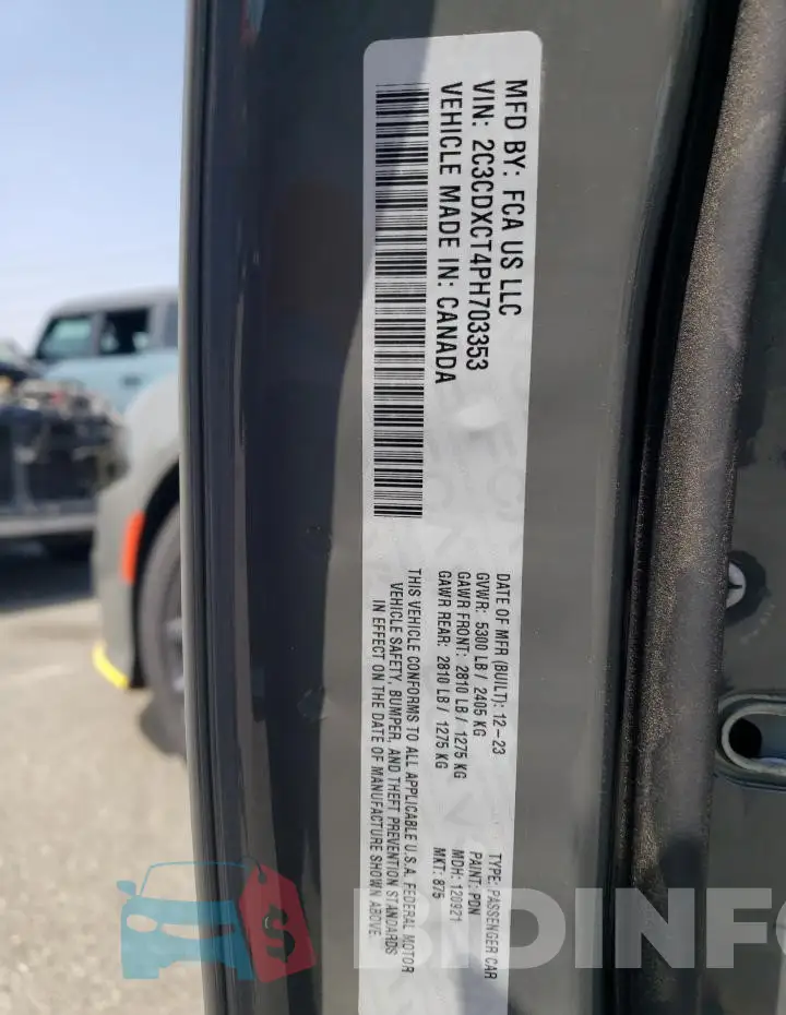 2C3CDXCT4PH703353 Photo# 12
