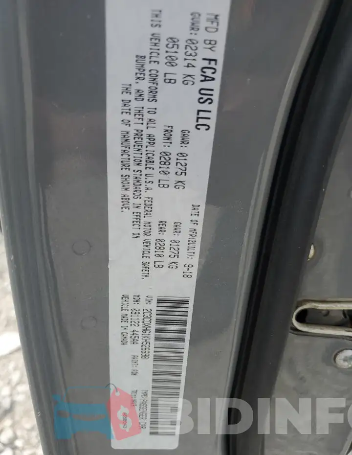 2C3CDXHG1KH526698 Photo# 12