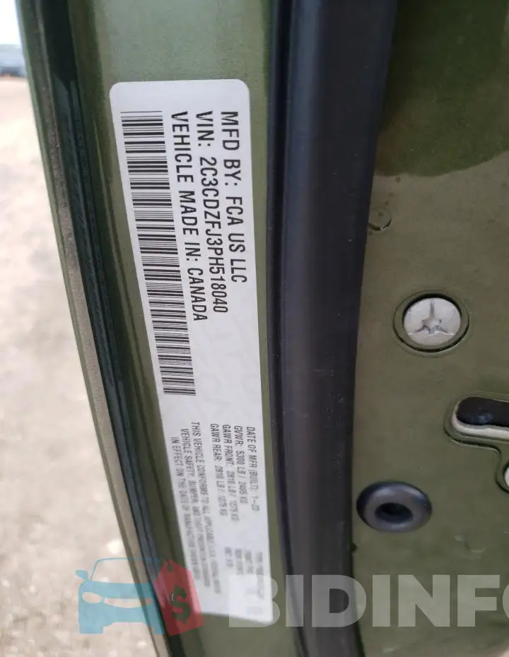 2C3CDZFJ3PH518040 Photo# 13