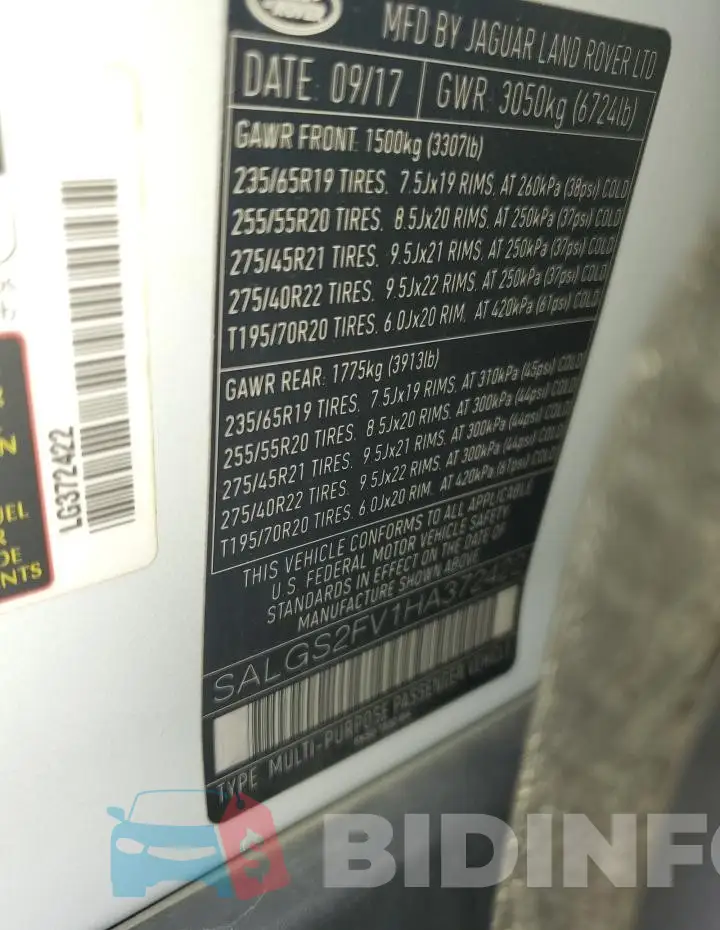 SALGS2FV1HA372422 Photo# 13