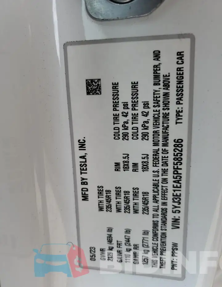 5YJ3E1EA5PF585286 Photo# 12