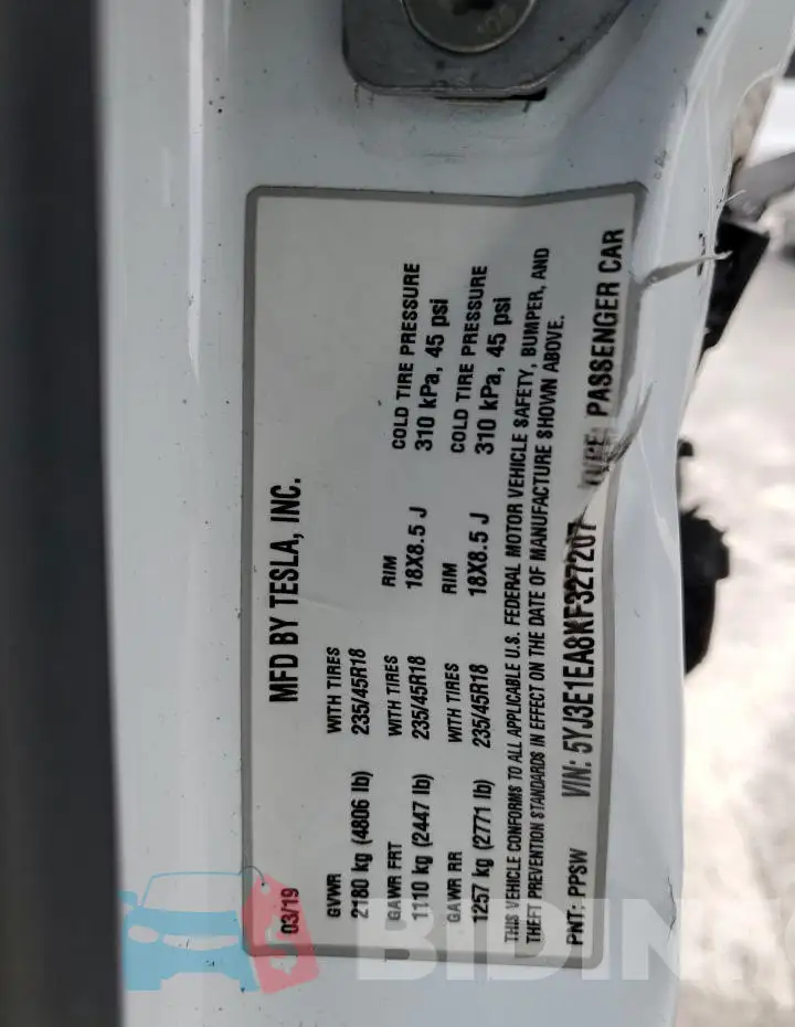 5YJ3E1EA8KF327207 Photo# 12