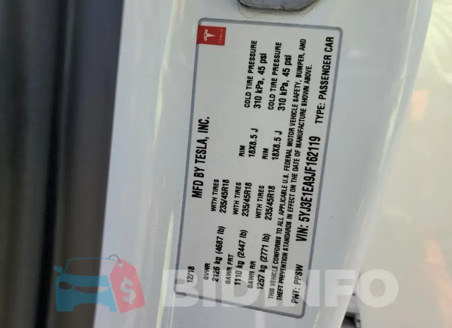 5YJ3E1EA9JF162119 Photo# 12