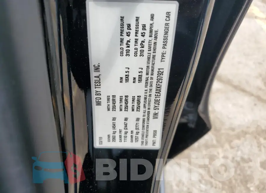 5YJ3E1EAXKF297921 Photo# 12