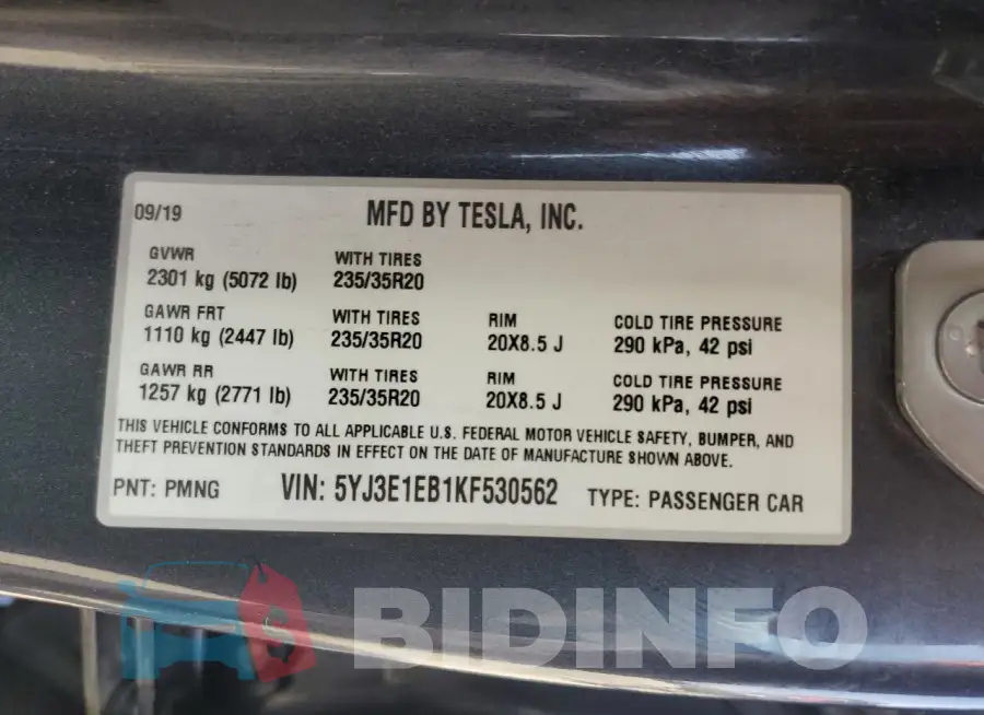 5YJ3E1EB1KF530562 Photo# 13
