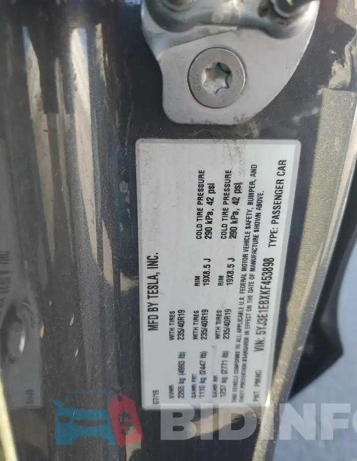 5YJ3E1EBXKF453898 Photo# 13