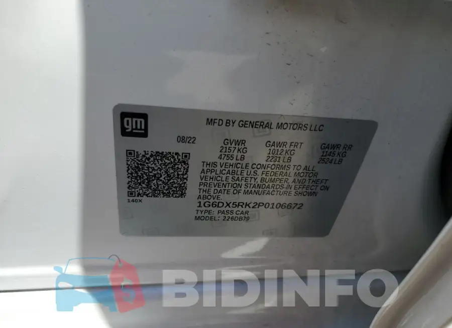 1G6DX5RK2P0106672 Photo# 13