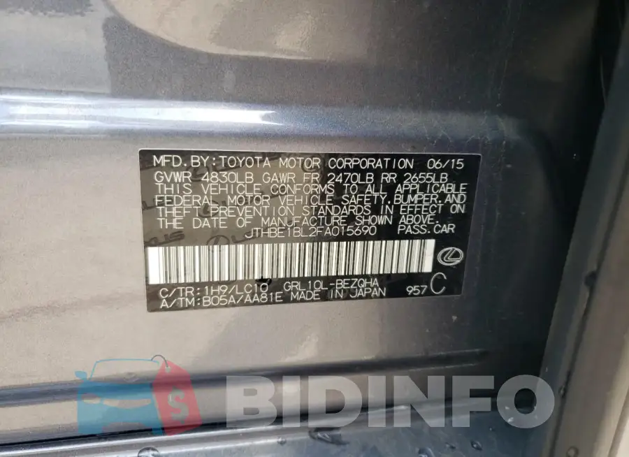 JTHBE1BL2FA015690 Photo# 12