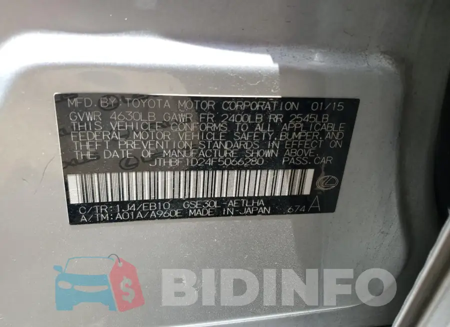 JTHBF1D24F5066280 Photo# 12