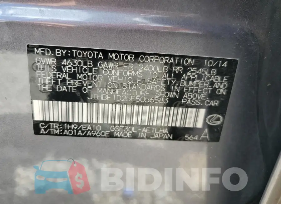 JTHBF1D25F5056583 Photo# 12