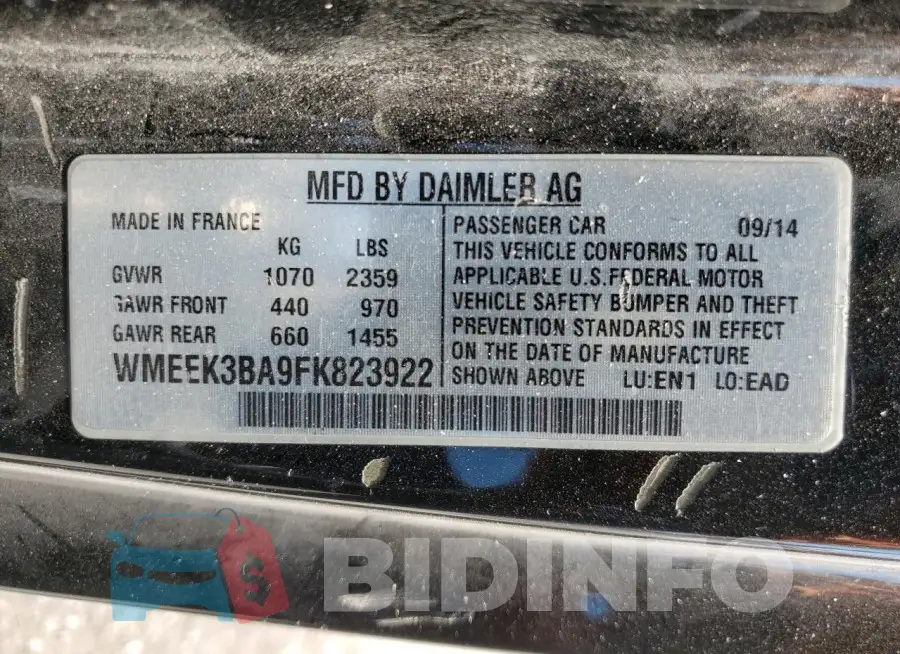 WMEEK3BA9FK823922 Photo# 12