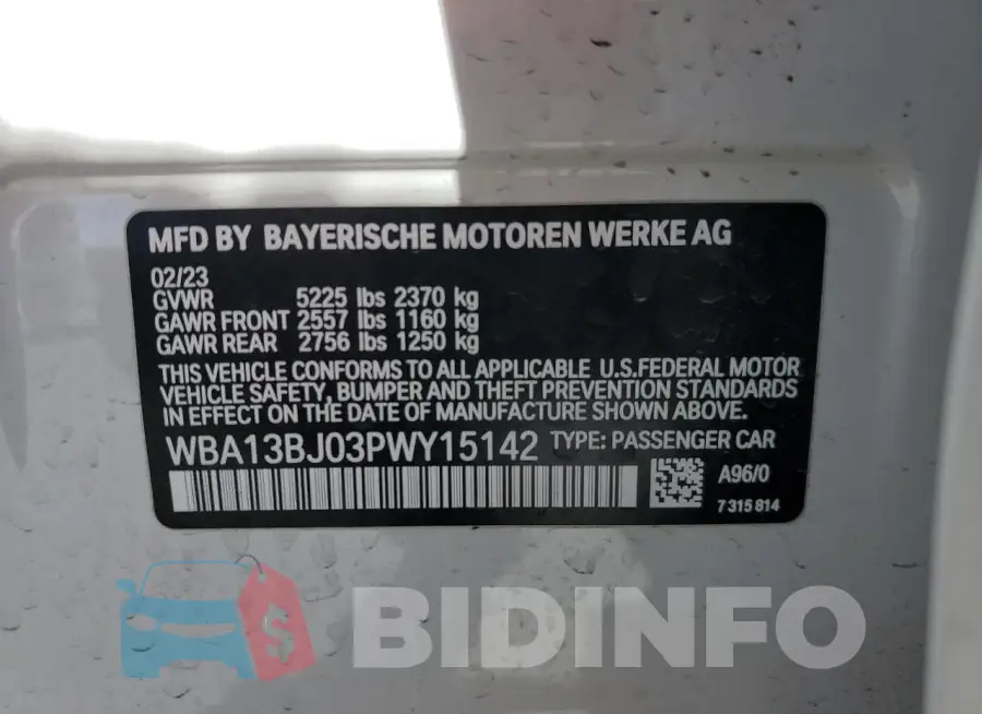 WBA13BJ03PWY15142 Photo# 13