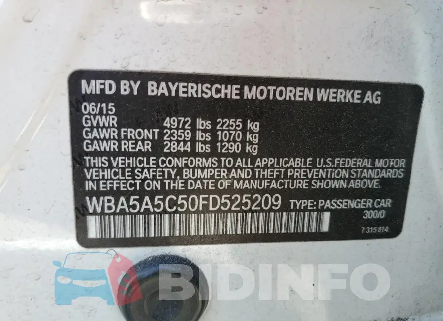 WBA5A5C50FD525209 Photo# 12