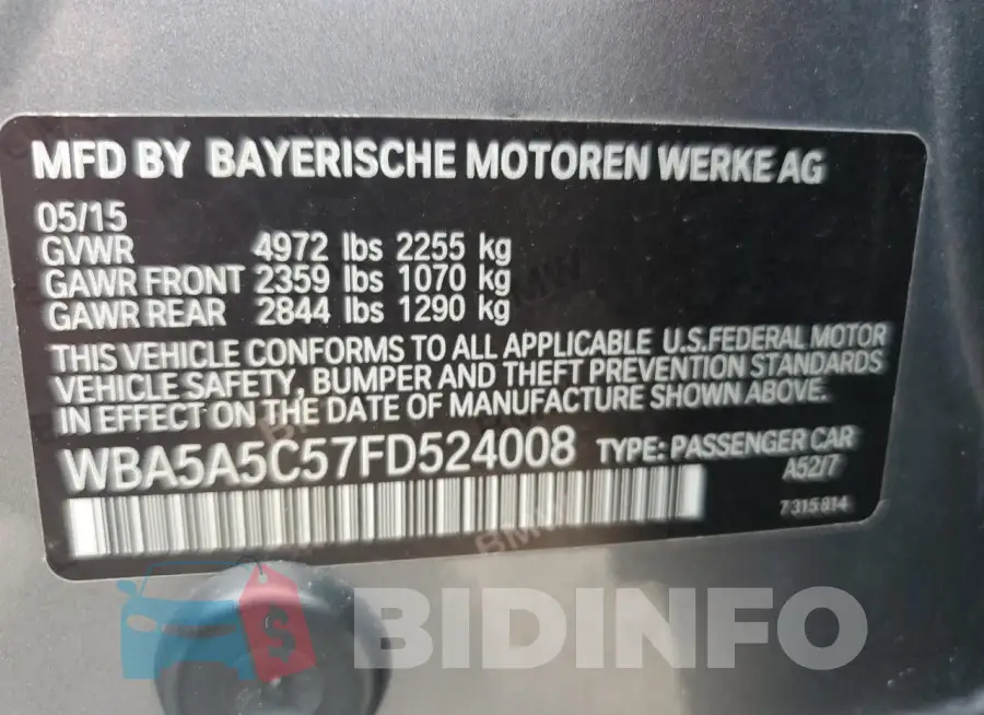 WBA5A5C57FD524008 Photo# 13