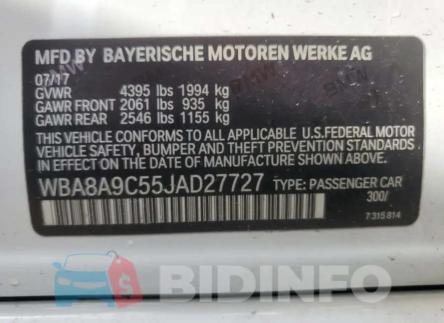 WBA8A9C55JAD27727 Photo# 13